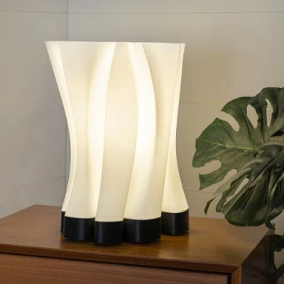 Jonathan Y Flame 13.5" Modern Bohemian Plant-based Pla 3d Printed Dimmable Led Table Lamp In White/black
