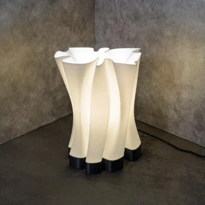 Jonathan Y Flame 13.5" Modern Bohemian Plant-based Pla 3d Printed Dimmable Led Table Lamp In White/black
