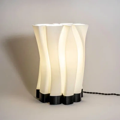 Jonathan Y Flame 13.5" Modern Bohemian Plant-based Pla 3d Printed Dimmable Led Table Lamp In White/black