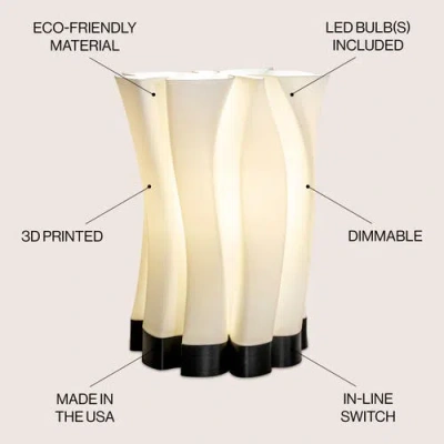 Jonathan Y Flame 13.5" Modern Bohemian Plant-based Pla 3d Printed Dimmable Led Table Lamp In White/black