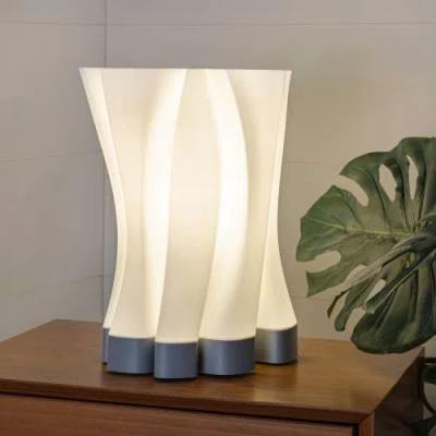 Jonathan Y Flame 13.5" Modern Bohemian Plant-based Pla 3d Printed Dimmable Led Table Lamp In White/gray