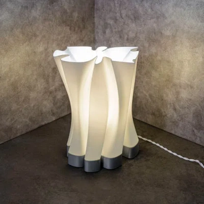 Jonathan Y Flame 13.5" Modern Bohemian Plant-based Pla 3d Printed Dimmable Led Table Lamp In White/gray