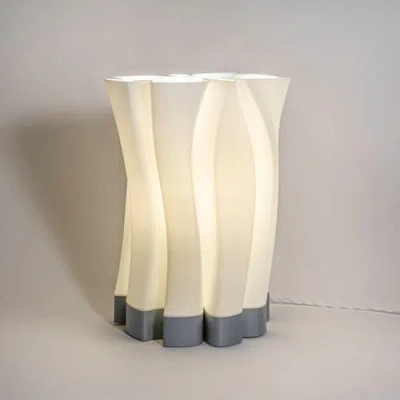 Jonathan Y Flame 13.5" Modern Bohemian Plant-based Pla 3d Printed Dimmable Led Table Lamp In White/gray