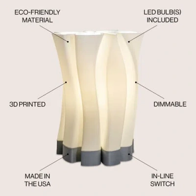 Jonathan Y Flame 13.5" Modern Bohemian Plant-based Pla 3d Printed Dimmable Led Table Lamp In White/gray