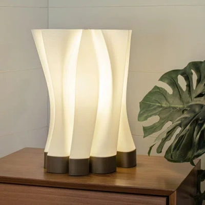 Jonathan Y Flame 13.5" Modern Bohemian Plant-based Pla 3d Printed Dimmable Led Table Lamp In White/brown
