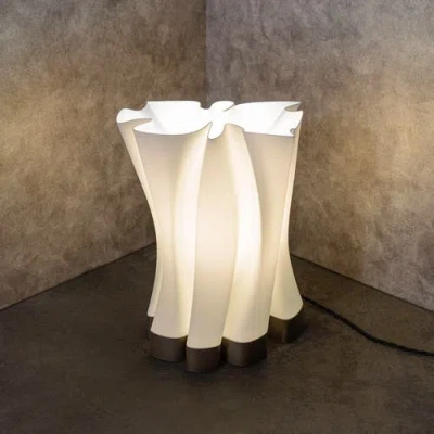 Jonathan Y Flame 13.5" Modern Bohemian Plant-based Pla 3d Printed Dimmable Led Table Lamp In White/brown