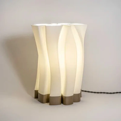 Jonathan Y Flame 13.5" Modern Bohemian Plant-based Pla 3d Printed Dimmable Led Table Lamp In White/brown