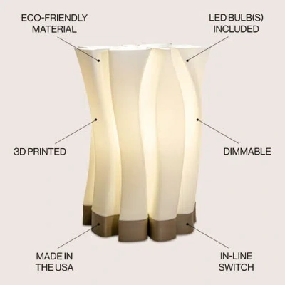 Jonathan Y Flame 13.5" Modern Bohemian Plant-based Pla 3d Printed Dimmable Led Table Lamp In White/brown