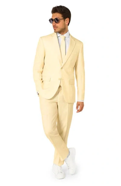 Opposuits Slim Fit Pastellow Two-piece Suit & Tie Set In Beige