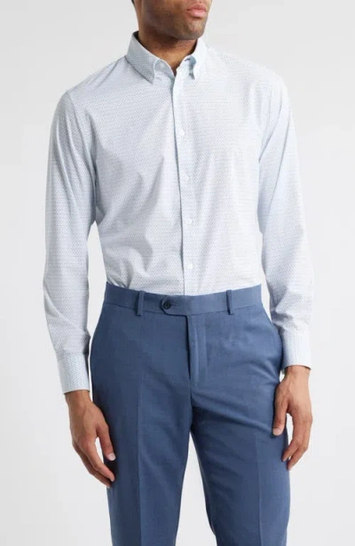 Mizzen + Main Mizzen+main Leeward Trim Fit Micropattern Stretch Button-up Shirt In White Multi Mark