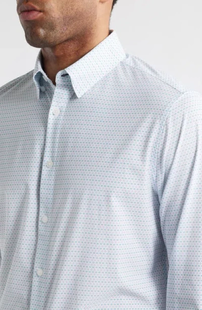 Mizzen + Main Mizzen+main Leeward Trim Fit Micropattern Stretch Button-up Shirt In White Multi Mark