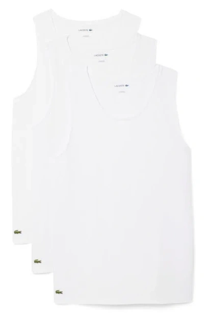 Lacoste 3-pack Cotton Tanks In White