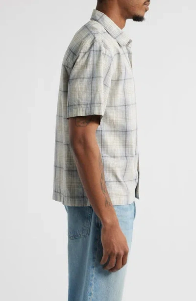 Bp. Boxy Plaid Short Sleeve Button-up Shirt In Blue Skyway Ombre Plaid