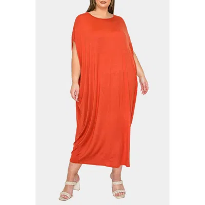 L I V D Sasha Knit Kaftan Dress In Rust