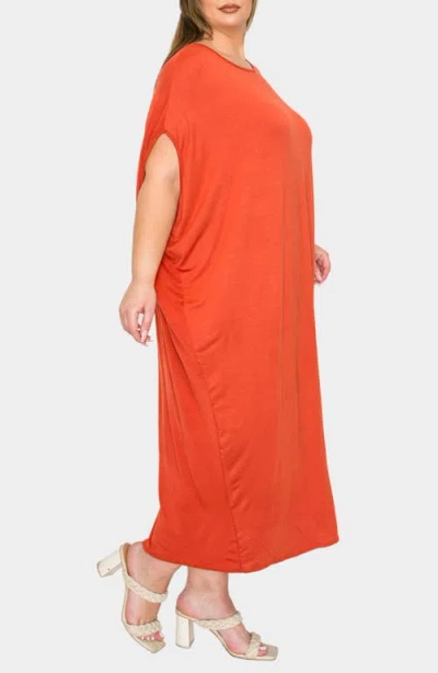 L I V D Sasha Knit Kaftan Dress In Rust