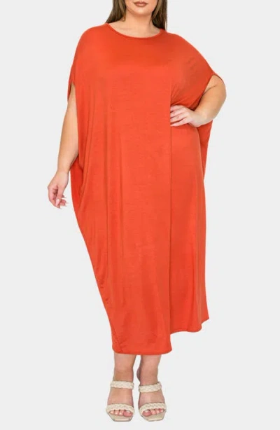 L I V D Sasha Knit Kaftan Dress In Rust