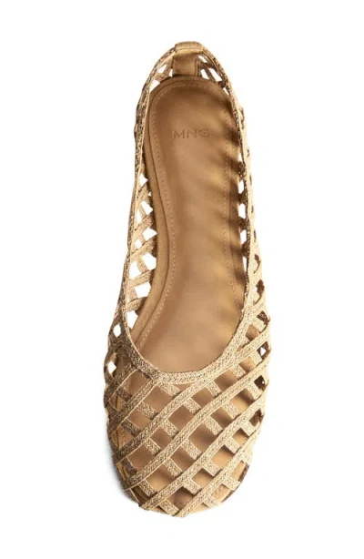 Mango Natural Fibre Ballerina Flats Medium Brown In Medium Brown