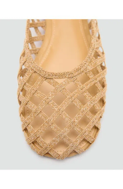 Mango Natural Fibre Ballerina Flats Medium Brown In Medium Brown