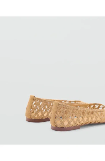 Mango Natural Fibre Ballerina Flats Medium Brown In Medium Brown