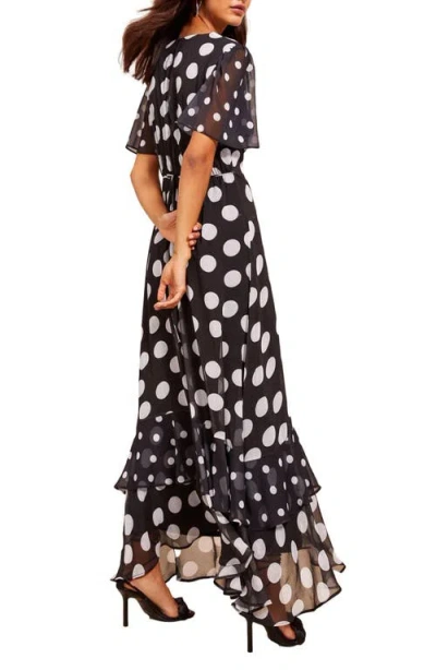 Friends Like These Mixed Dot Chiffon Maxi Dress In Brown