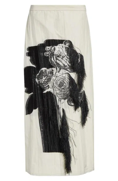 Erdem Printed Pencil Skirt In Black/off White