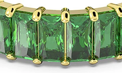 Swarovski Matrix Baguette Crystal Eternity Ring In Green