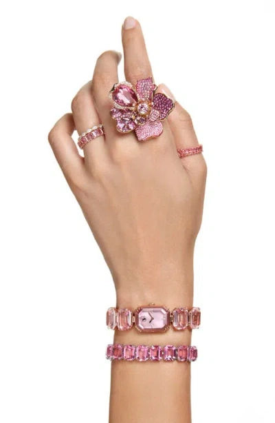 Swarovski Matrix Baguette Crystal Eternity Ring In Pink