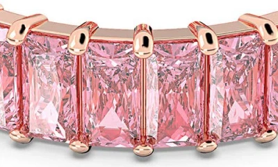 Swarovski Matrix Baguette Crystal Eternity Ring In Pink