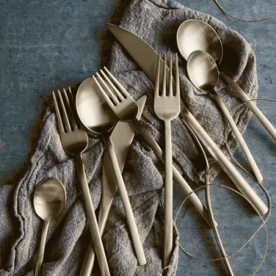Mepra Due Ice Oro Nero Champagne 7 Piece Setting In Ice Champagne
