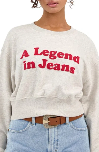 Wrangler Relaxed Appliqué Crop Sweatshirt In Oat