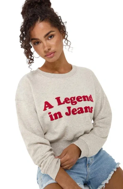 Wrangler Relaxed Appliqué Crop Sweatshirt In Oat