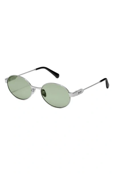 Quay Anyways 56mm Round Sunglasses In Silver/moss