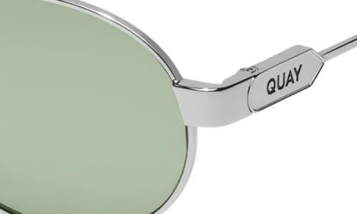 Quay Anyways 56mm Round Sunglasses In Silver/moss