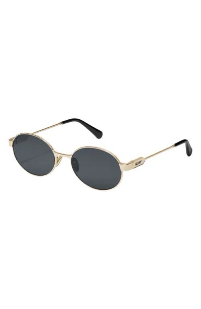 Quay Anyways 56mm Round Sunglasses In Gold/smoke