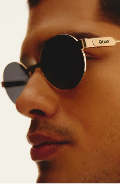 Quay Anyways 56mm Round Sunglasses In Gold/smoke