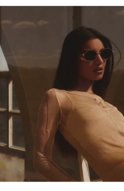 Quay Anyways 56mm Round Sunglasses In Gold/smoke