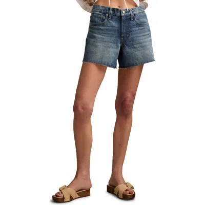 LUCKY BRAND LUCKY BRAND '90S RAW HEM HIGH WAIST DENIM MIDI SHORTS 