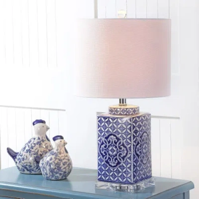 Jonathan Y Choi 23" Chinoiserie Led Table Lamp, Blue/white In Blue/white