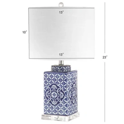 Jonathan Y Choi 23" Chinoiserie Led Table Lamp, Blue/white In Blue/white