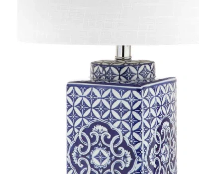 Jonathan Y Choi 23" Chinoiserie Led Table Lamp, Blue/white In Blue/white