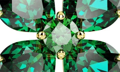Swarovski Idyllia Pierced Earrings Stud Clover Gold Shiny Green In Green
