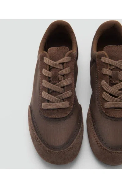 Mango Mixed Media Sneaker In Chocolate