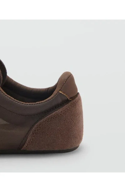 Mango Mixed Media Sneaker In Chocolate