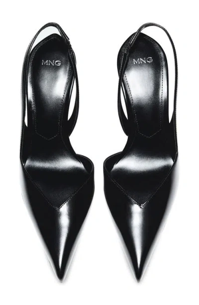 Mango Slingback Half D'orsay Pointed Toe Pump In Black