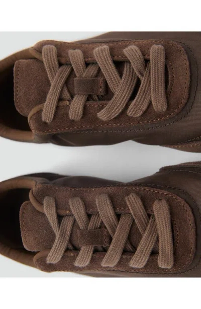 Mango Mixed Media Sneaker In Chocolate