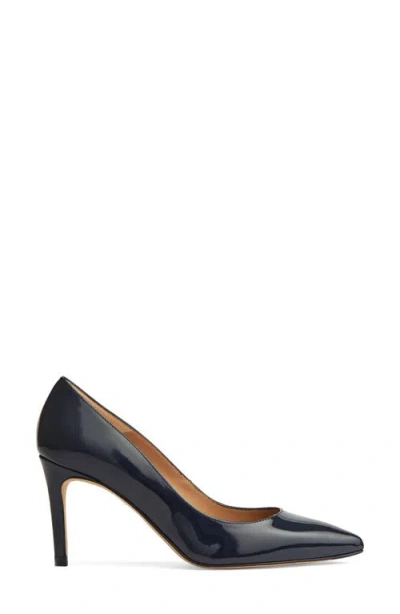 Lk Bennett Floret Pointed Toe Pump In Navy Smooth