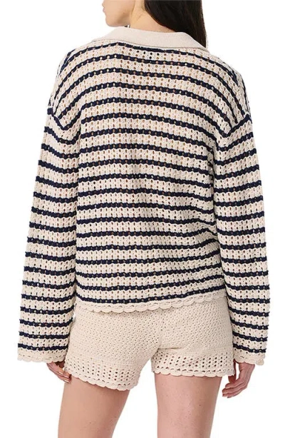 Rag & Bone Khloe Striped Open-knit Cardigan In White