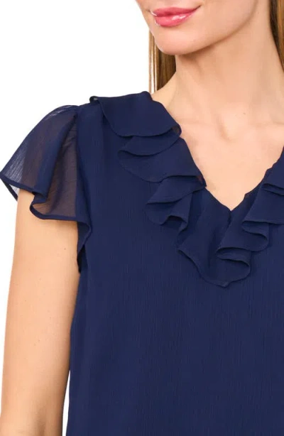 Cece Ruffle Trim Yoryu Top In Classic Navy