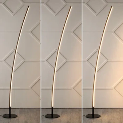 Jonathan Y Malthe 71" Modern Contemporary Aluminum/iron Arc Integrated Led Floor Lamp, Black In Black