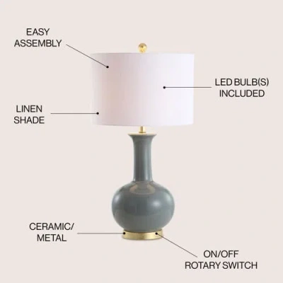Jonathan Y Brussels 27" Contemporary Transitional Ceramic/metal Led Table Lamp In Gray